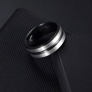 Men’s 6mm Stainless Steel Striped Ring - Sizes 9/10/11 l New